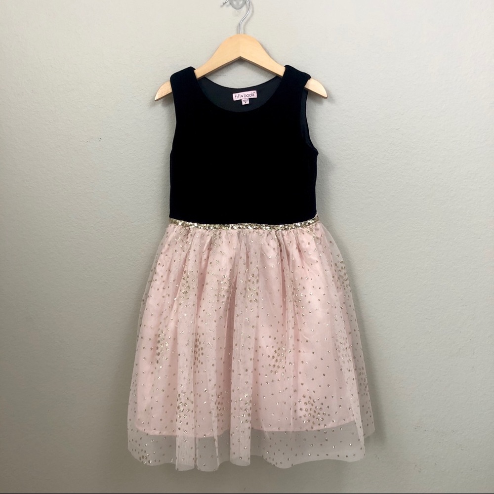Fifi & Boots Black Velvet and Pink Tulle Dress